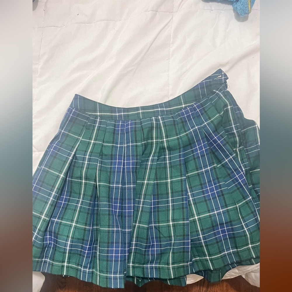 Forever 21 Green and Blue Mini Skater Skirt